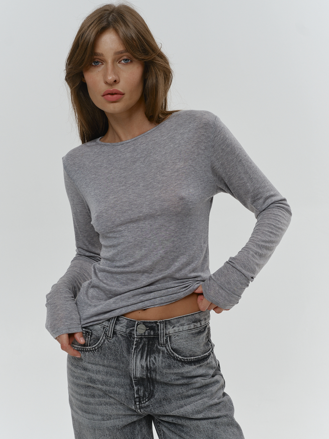 Лонгслив SLIM FIT (серый)