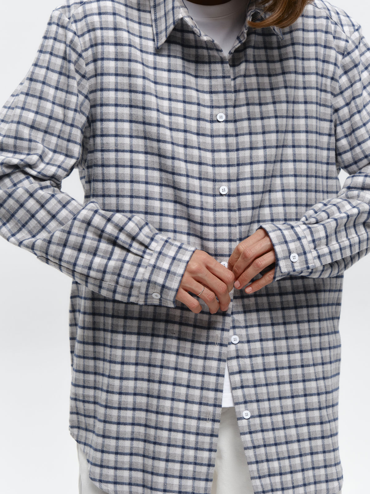 Рубашка из мягкой фланели (синий в клетку)