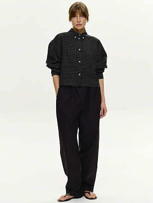 Рубашка CROP из хлопка (черный в клетку) 