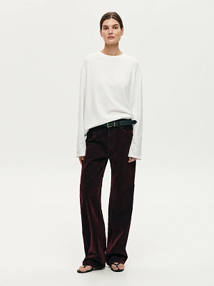 Джинсы WIDE STRAIGHT из винтажного вельвета (бургунди)